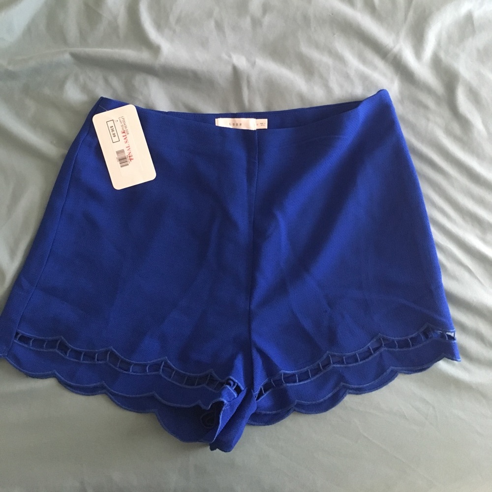 NWT Royal blue Lush shorts with cutout detail trim