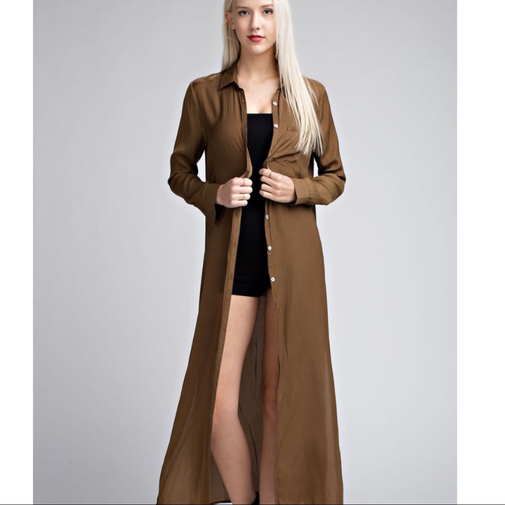 ❤️LAST ONE❤️ OLIVE EMBROIDERED DUSTER - Picture 5 of 7