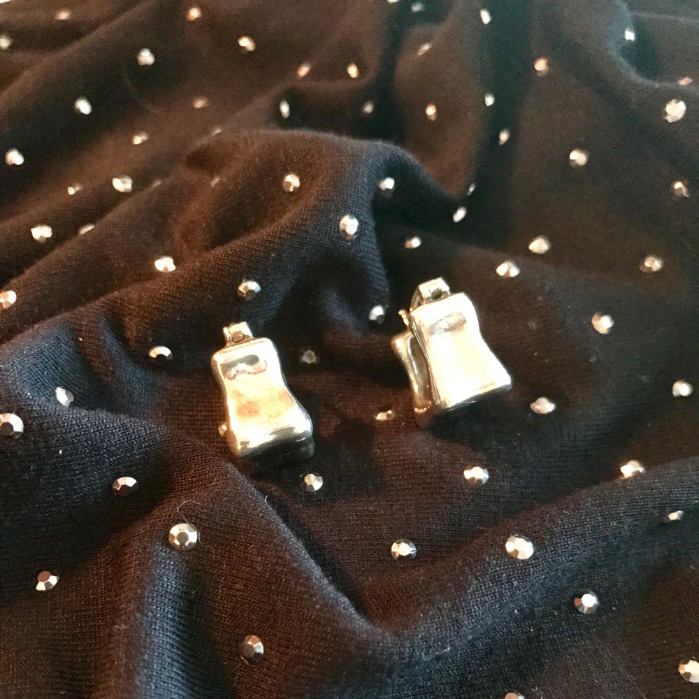 Funky petite sterling silver hoop earrings.