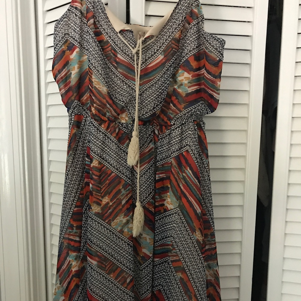 Multi-colored tribal print mini dress!