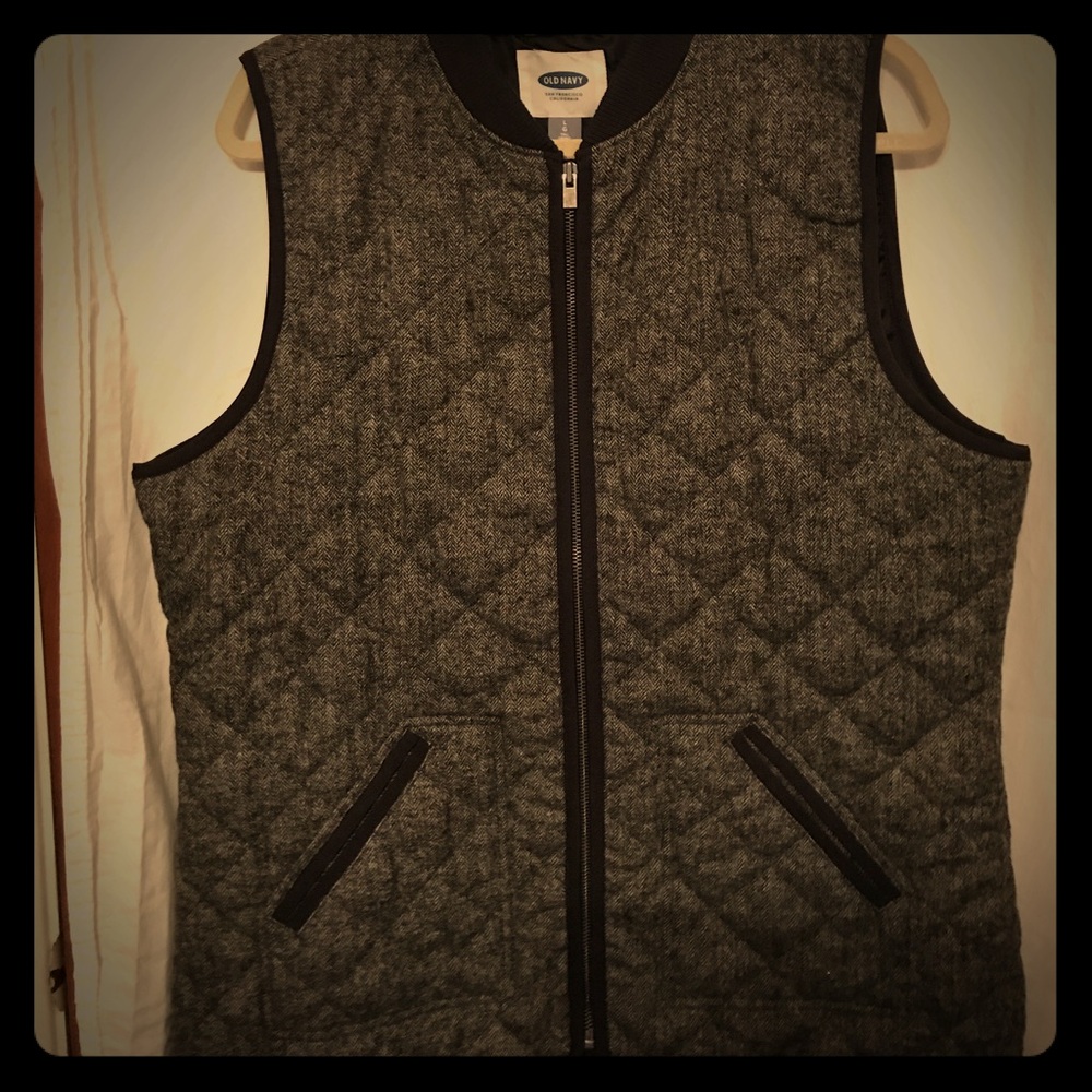 Herringbone zip front vest - size L tall