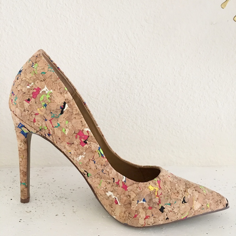Steve Madden Cork Neon Splatter Paint Heels Size 9
