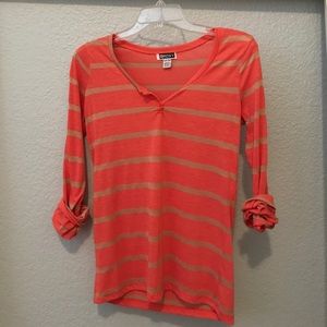 Striped Blouse with Button-Up Sleeves