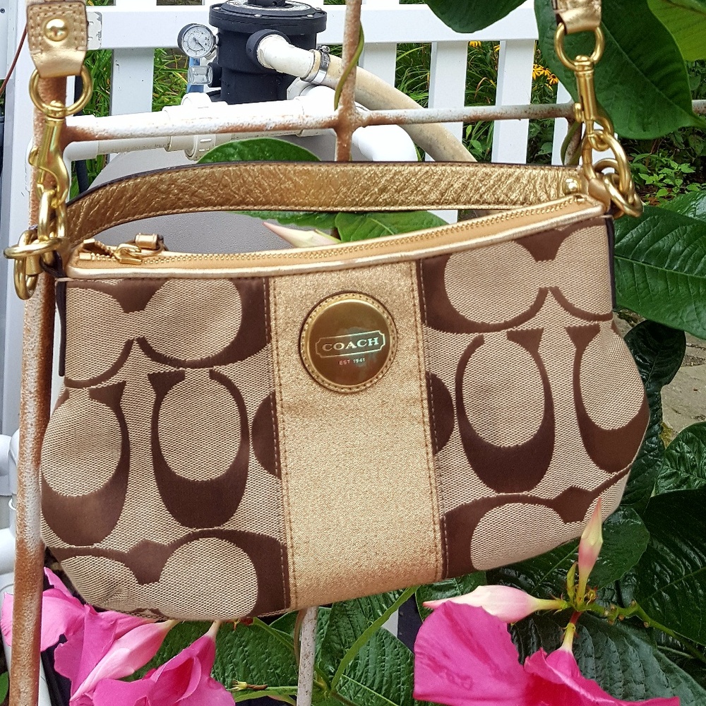 Authentic COACH Gold/Brown Cross body Bag