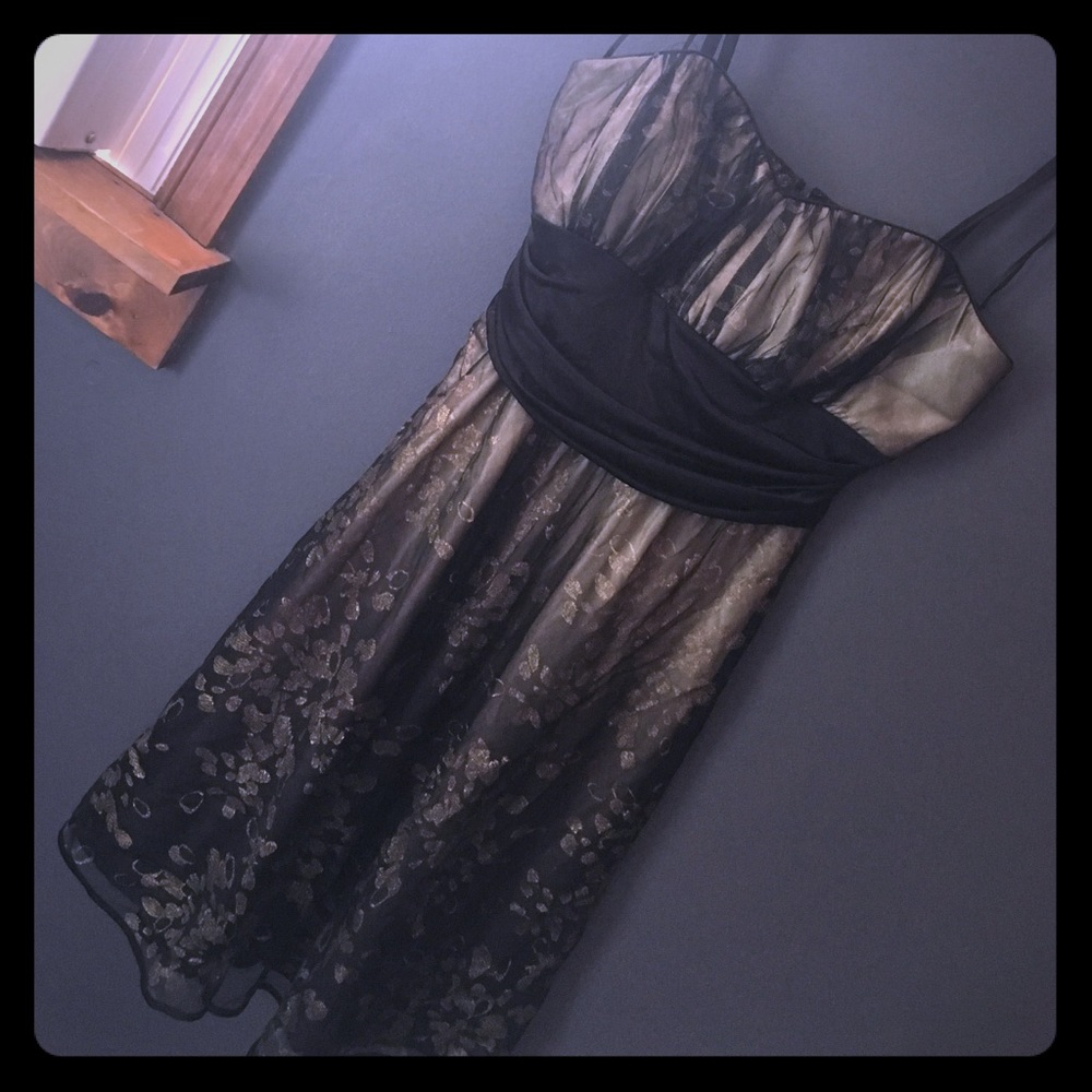 Gold with black shear dress