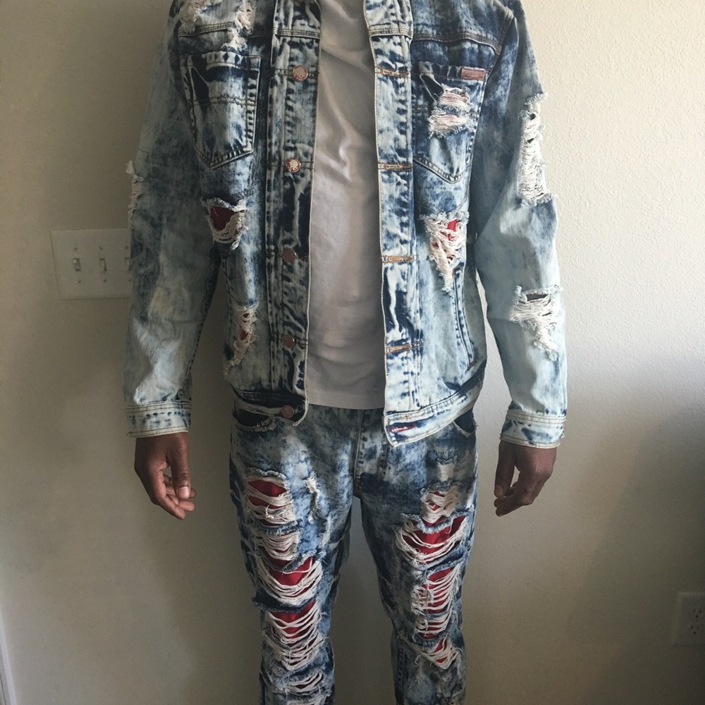American Denim acid wash jean set