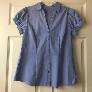 The Limited Short Sleeve Button Blue Pinstripe