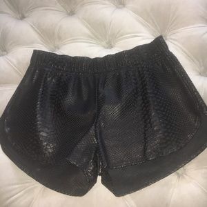 Rails python embossed leather shorts