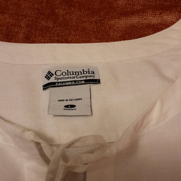Columbia white linen top, L,  new - Picture 3 of 3
