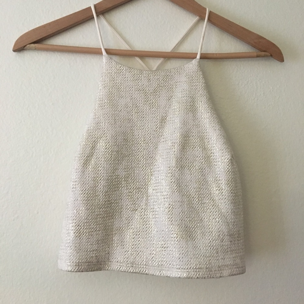 White sparkle crop top