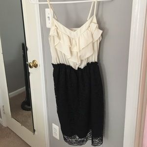 Black lace and white dress