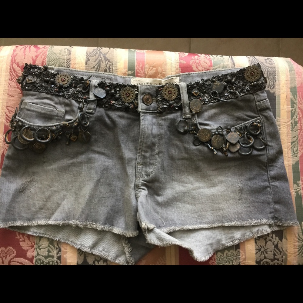 All saints Embellishes Grey Waters Lowe Shorts