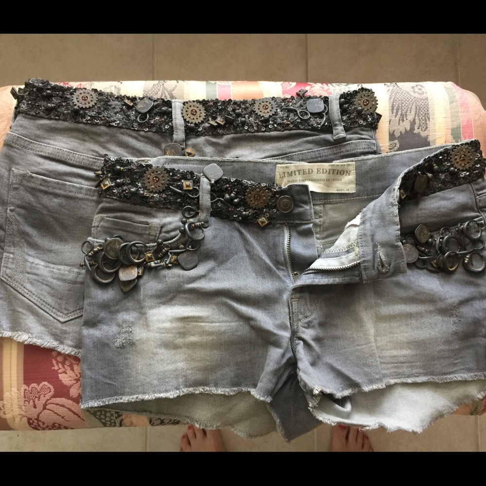 All saints Embellishes Grey Waters Lowe Shorts - Picture 4 of 5