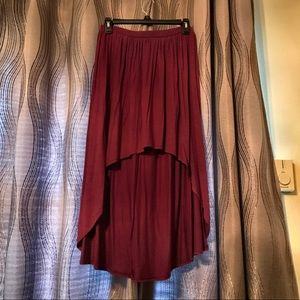 Maroon High Low Skirt