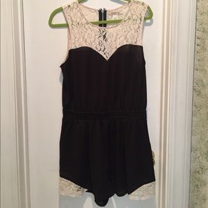 Black lace sweetheart romper