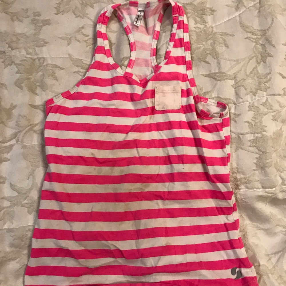 Cute pink and white striped tank top!