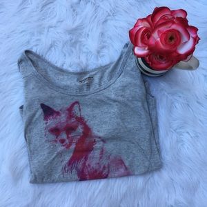 Heather gray t shirt with colorful fox