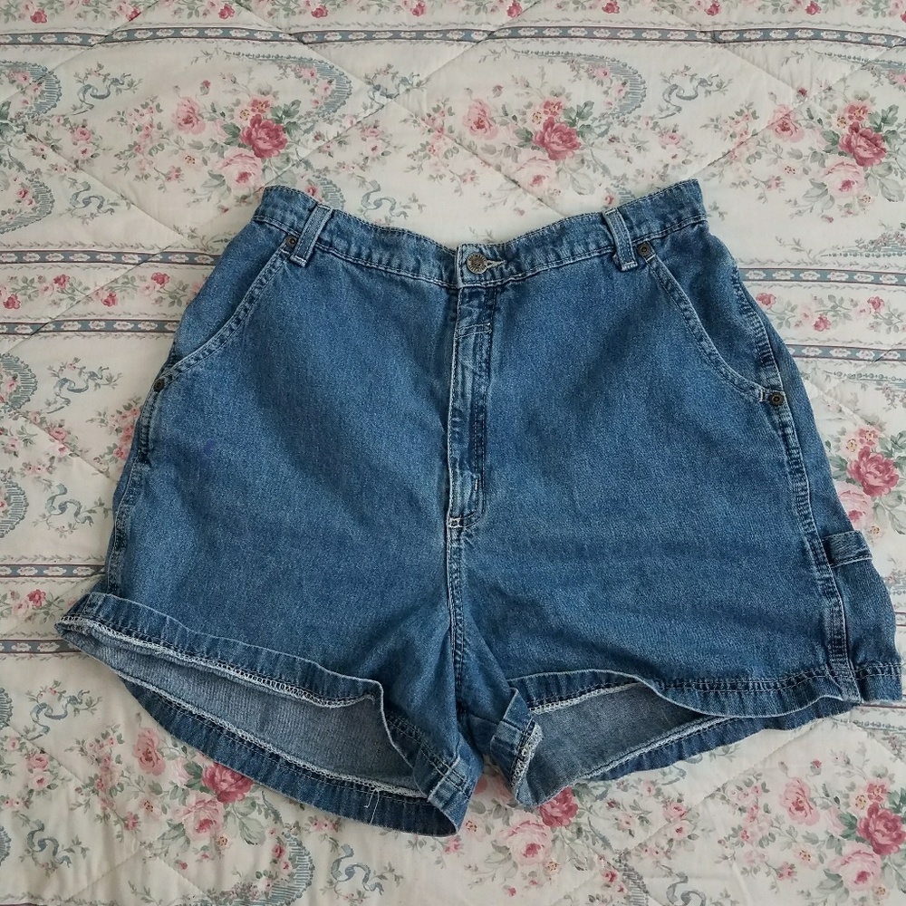 High-waisted jean shorts