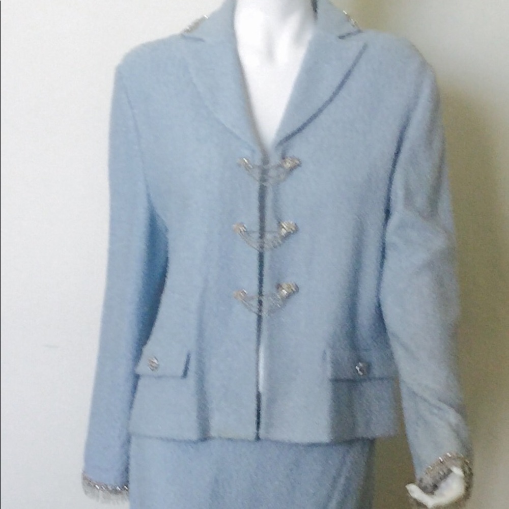 Gorgeous Ice Blue Crystal St. John Skirt Suit!!