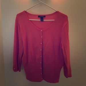 White House Black Market. Pink cardigan. Size L.