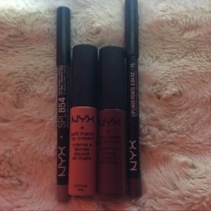 NYX matte cream w. Lip liners