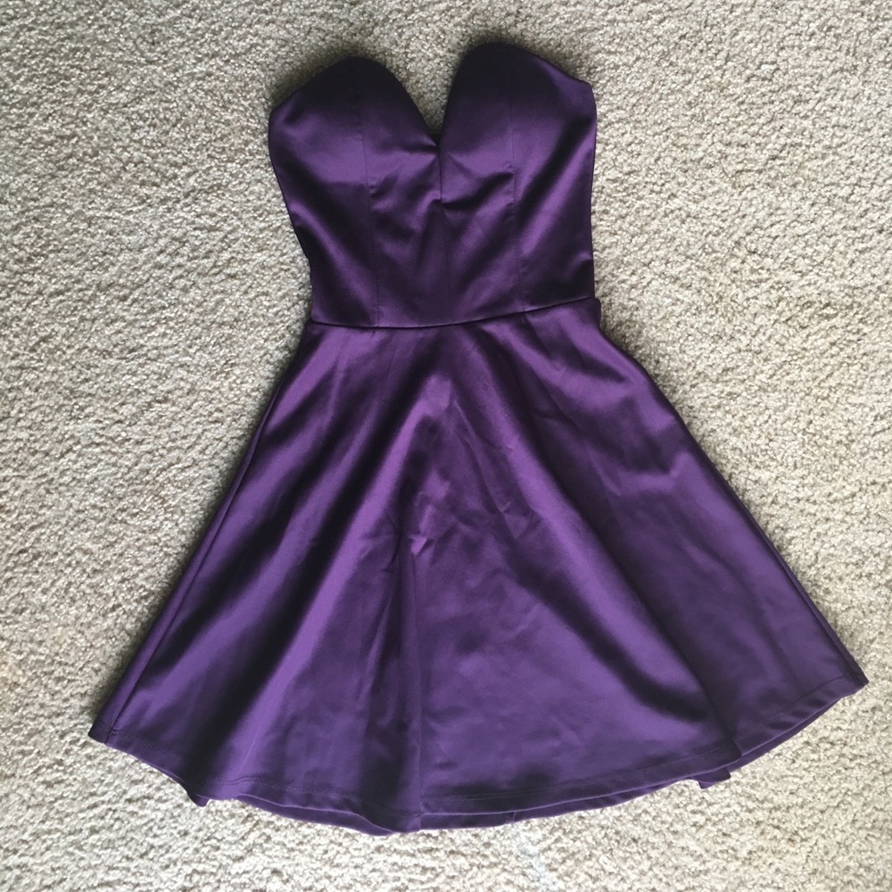 Deep V Eggplant purple dress