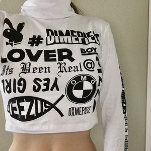 Dimepiece Verbiage Crop Turtleneck