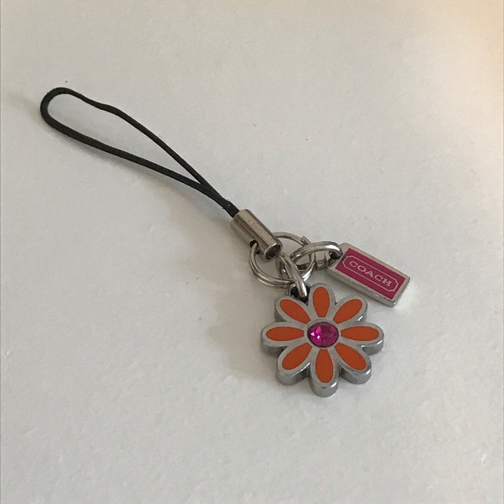 Coach cell phone charm flower keychain
