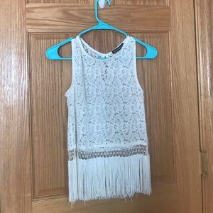 Off-White lace fringe top