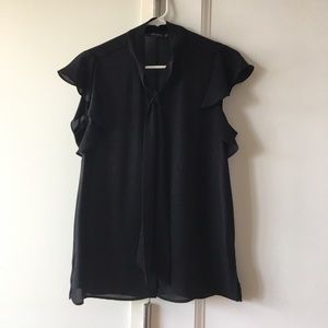 Black Zara Flutter Sleeve Blouse XS