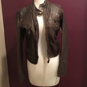 Brown faux leather jacket