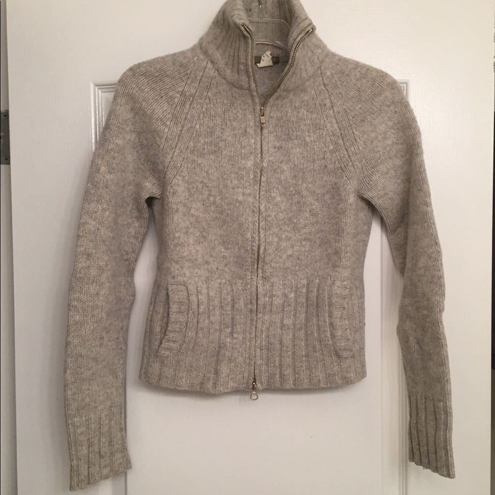 J crew zip-up wool sweater, size M