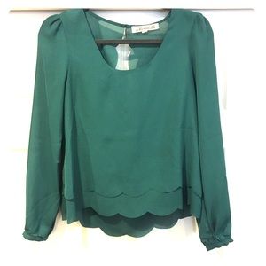 Francesca's Emerald Scalloped Top