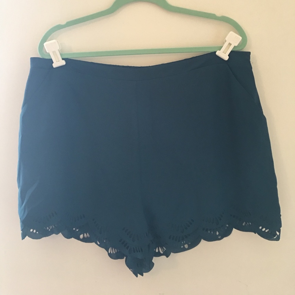 Lauren Conrad Teal Scalloped Shorts