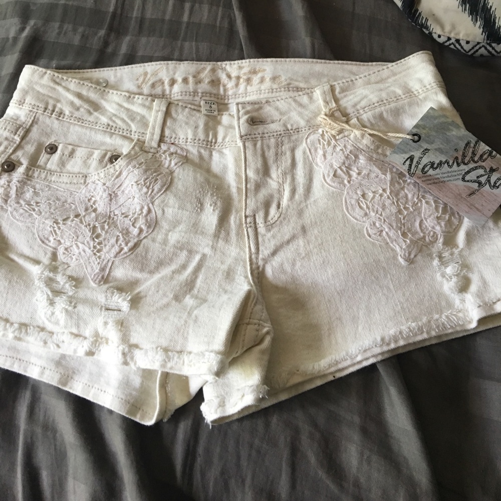 White jean shorts