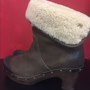 Ugg Shearling Cuff Ankle Boots