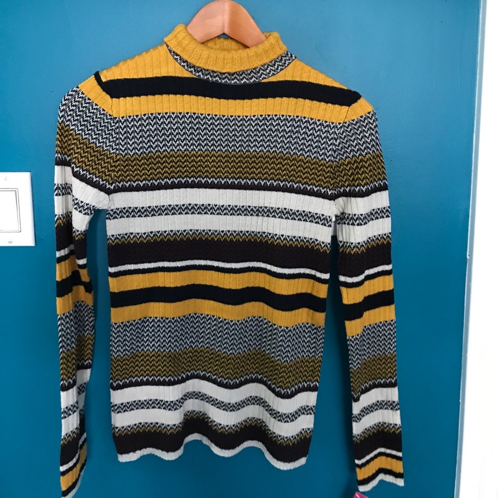 Black and yellow, striped sweater