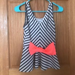 Striped Peplum Top with bow in the back