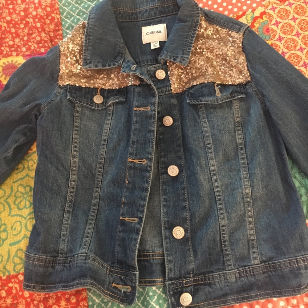 Girls Cherokee Sparkly Jean Jacket