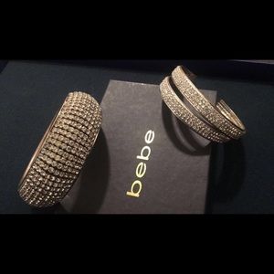 Bebe matching rhinestone earring and bracelet