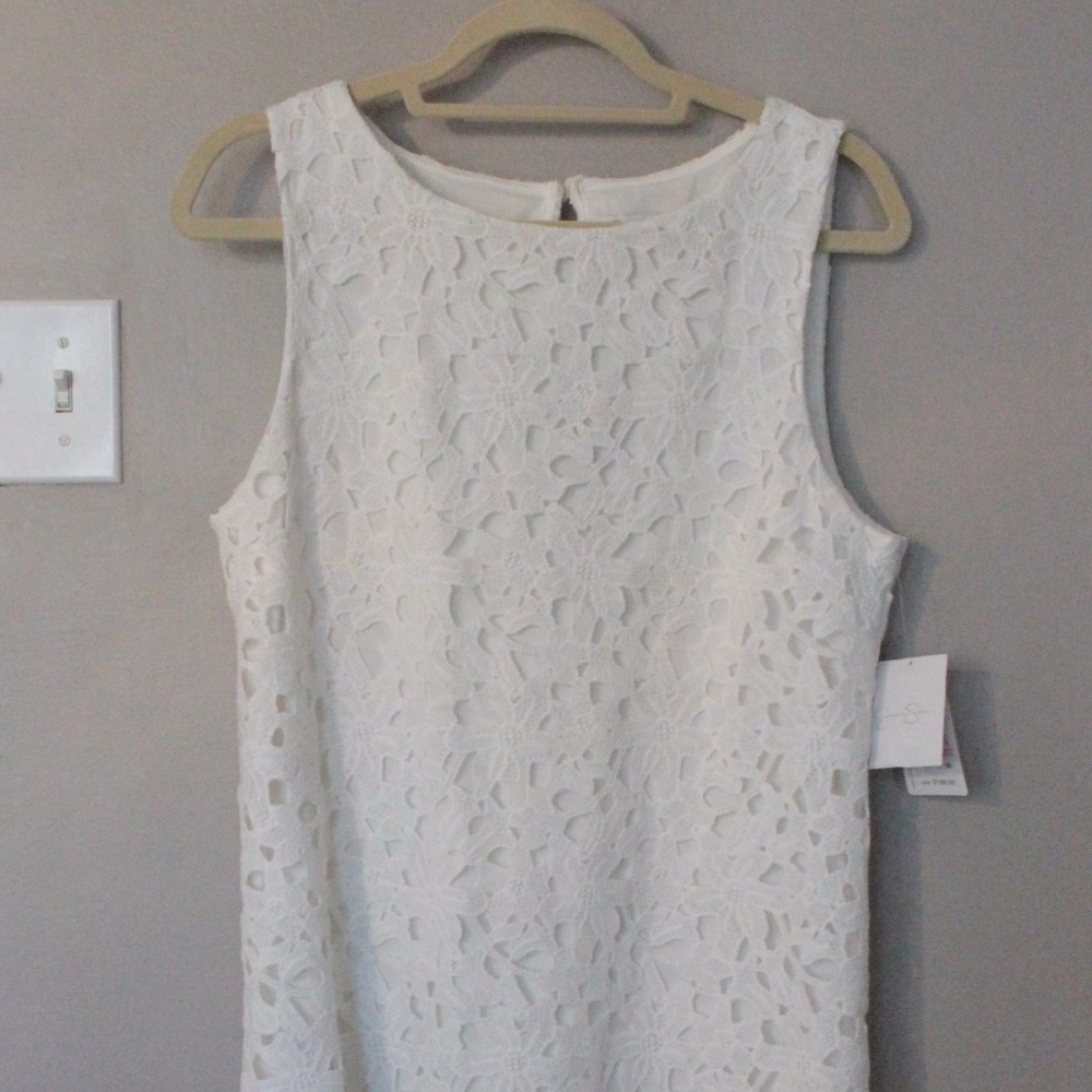 White Eyelet Lace Shift Dress