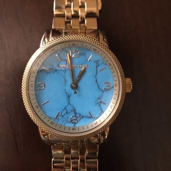 Michael Kors Gold Watch - Teal Face main image 3