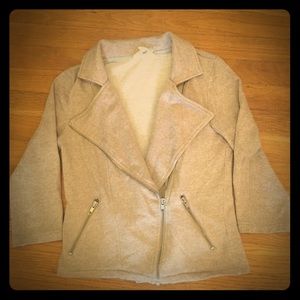 Tan zip-up cotton & polyester blazer
