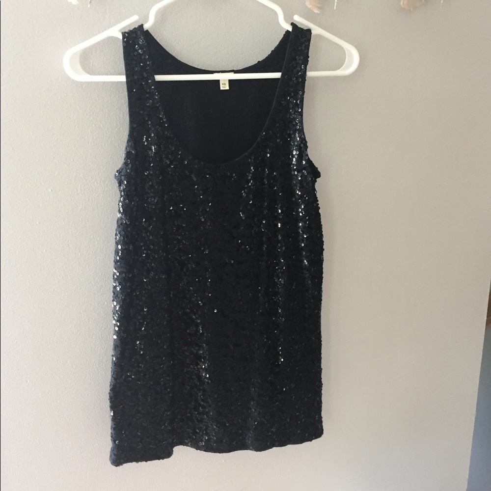NWOT. J. Crew black sequin top, XS