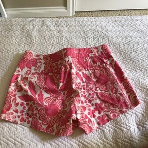 J. Crew pink flower patterned chino shorts
