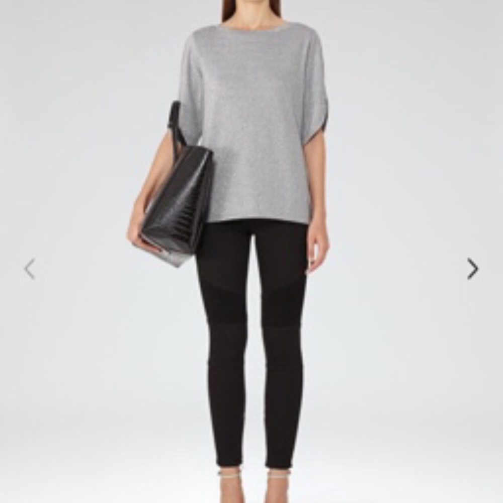 Beautiful grey metallic threaded  sleeve top