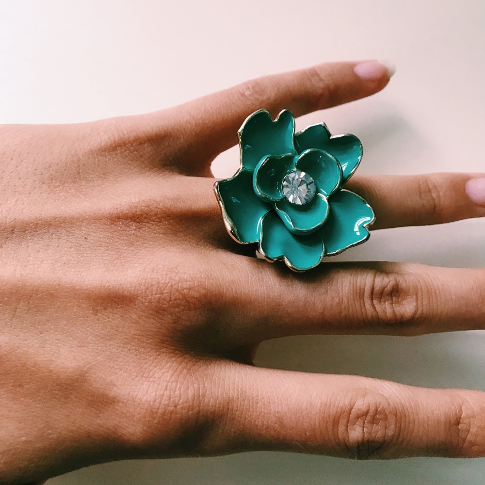 Turquoise Flower Statement Ring