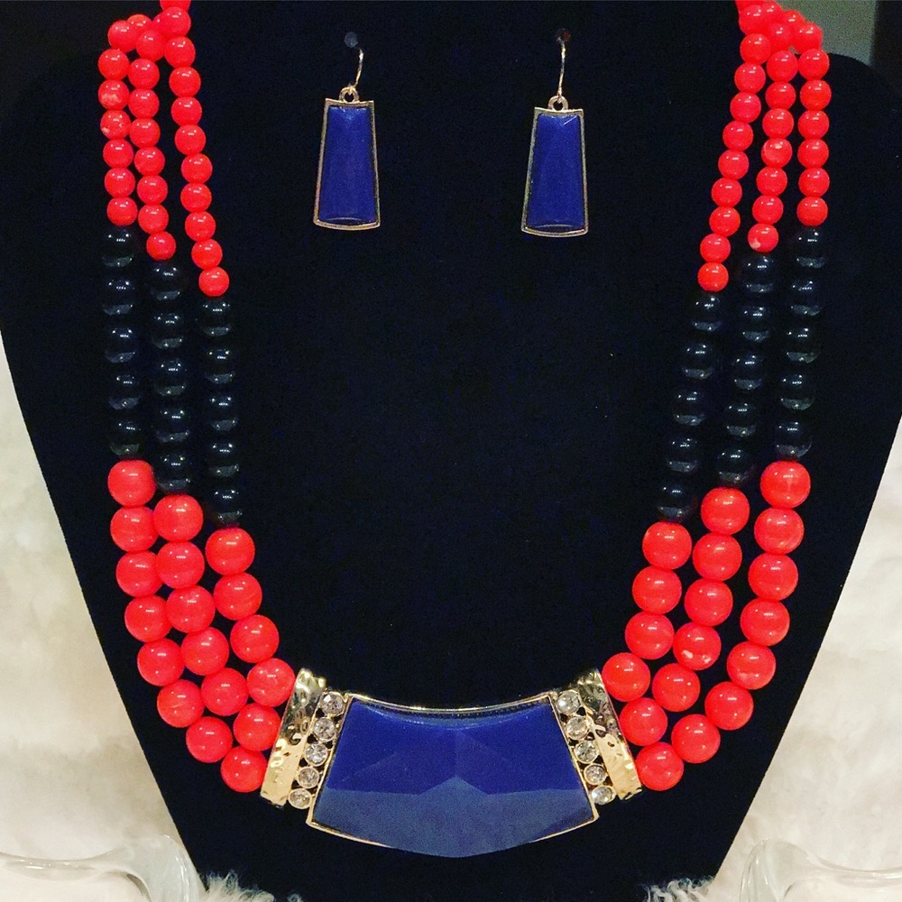 "Sasha" Necklace Set || Block Color Statement