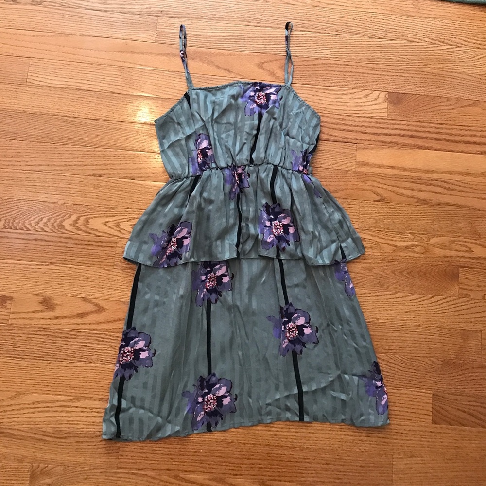 Formal Gray and Floral Dress