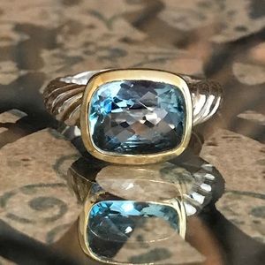 David Yurman Blue Topaz Noblese 10/8mm Ring
